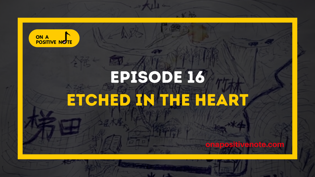 A hand-drawn map of a Chinese village. The title reads: Episode 16: Etched in the Heart