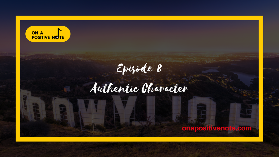 The cover of Episode 8 of the On a Positive Note Podcast: Depicting the iconic Hollywood sign as scene from behind.